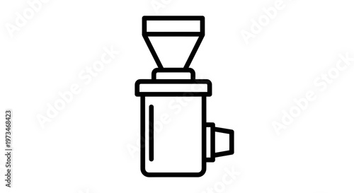 Coffee Grinder Icon, Vintage Style, Manual Coffee Mill Symbol for Cafes and Home Brewing