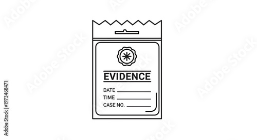 Crime Scene Evidence Bag Icon - Illustration of a sealed evidence bag for crime scene investigation.