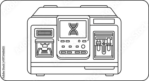 DNA Sequencer Machine Icon: Genetic Analysis and Biotechnology Equipment