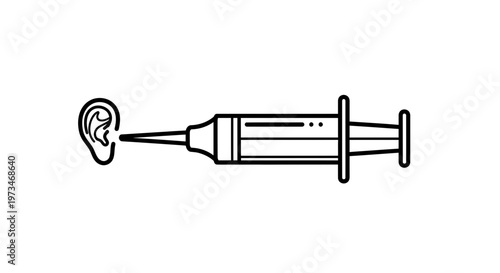 Ear Injection Syringe Icon, Medical Treatment, Hearing Health Concept