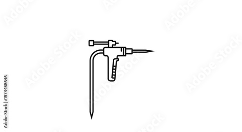 Drill with stake and hose for soil aeration and watering