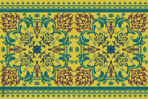 Vintage floral patterns with antique elements and tile like textures, perfect for luxurious wallpaper decoration.