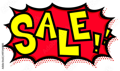 レッドSALE!!文字入りの黒太線の赤いトゲトゲ吹き出し。激安セール16:9ビデオ告知用。