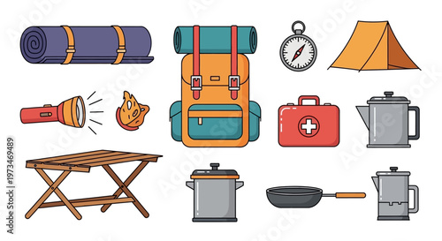 Essential Camping and Hiking Gear Collection for Outdoor Adventures.