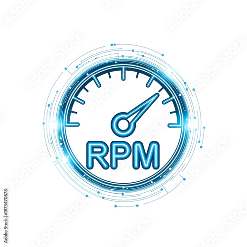 RPM gauge with blue needle.