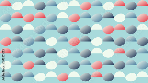 Abstract Geometric Pattern in Serene Hues: A modern and visually pleasing design composed of repeating semi-circles in pastel shades against a light blue backdrop, creating a sense of calm.