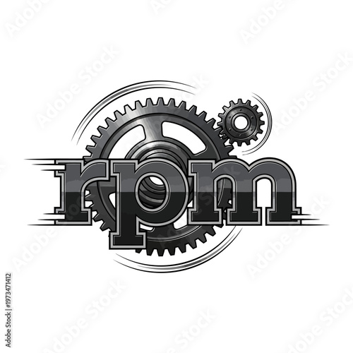 Industrial gear RPM logo design.