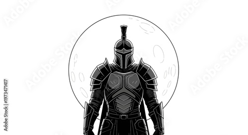 Powerful Spartan Warrior in Full Armor Standing Tall and Ready for Battle.