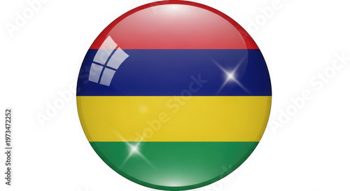 Free Download Mauritius flag glossy button isolated on transparent background - GFXLoad