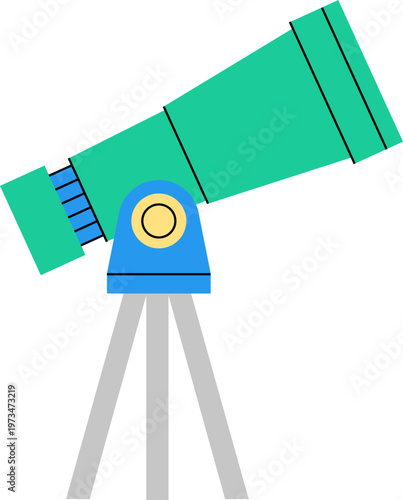 Astronomical telescope icon for space observation, stargazing and astronomy concept