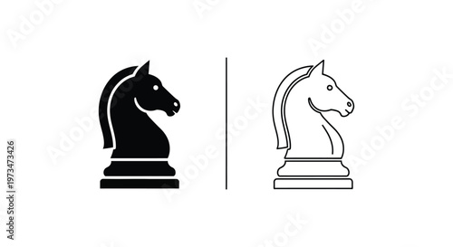 Black and White Knight Chess Pieces Vector