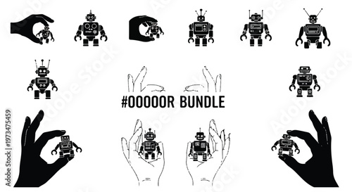 Robot in hands human interaction.