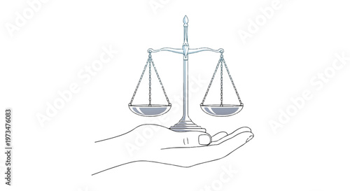 Justice, law, balance, scales, hand, vector icon, legal, fairness, equality
