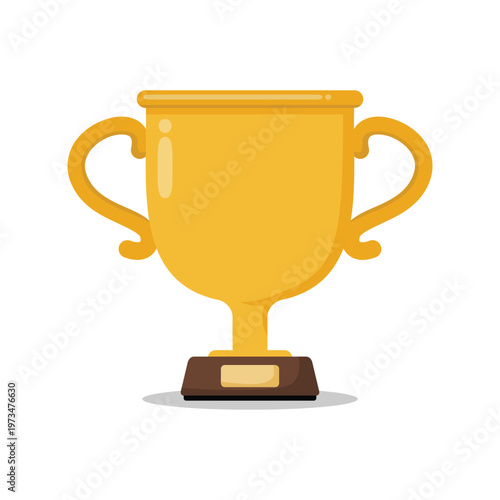 Classic Gold Trophy Cup Award Icon with Handles Winner Prize Achievement Vector Illustration