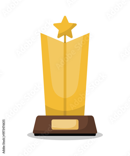 Elegant Gold Trophy with Star Award Winner Achievement Success Concept Vector Illustration