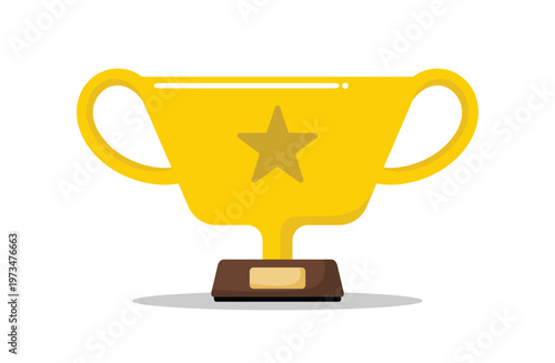 Elegant Gold Trophy with Star Award Winner Achievement Success Concept Vector Illustration