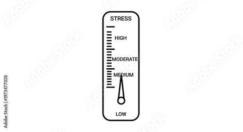 Stress Level Meter Gauge Indicating Low to High Intensity
