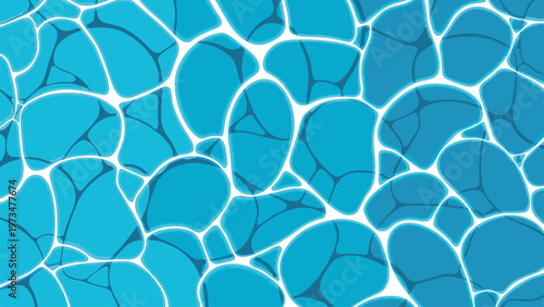 The background of a pool shows blue water and white highlights.