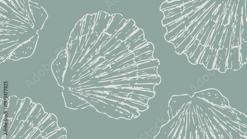 Seafood Background with Scallop Shells Illustration
