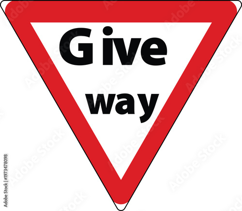 A red and white triangular road sign indicating drivers should give way