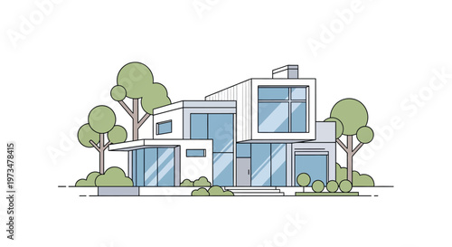 Modern House with Large Windows Design.