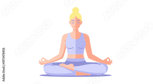 Woman in yoga lotus position meditating.