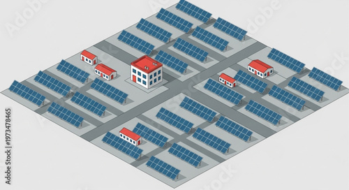 Residential rooftop solar panel arrays on houses.