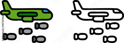 Military Aircraft Dropping Bombs Warfare Icon