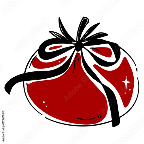 red tomato with bow