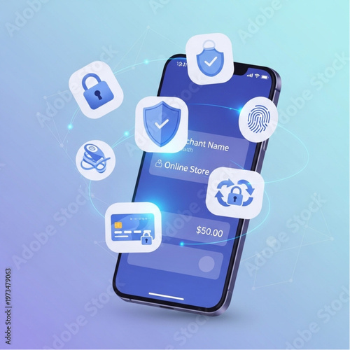 Smartphone Displaying Mobile Security App Icons.