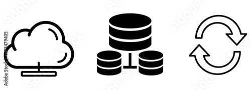 Cloud computing data storage and synchronization icons