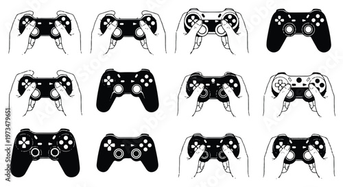 Collection of various game controllers.