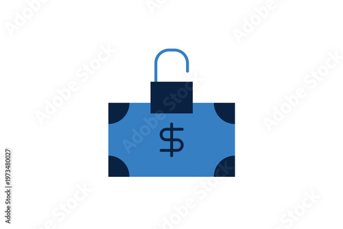 Banknote with a dollar sign and an open padlock representing financial freedom or unlocked funds. An insightful Vector Illustration for banking security and access to capital.