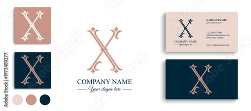 Elegant letter X logo monogram in decorative classic style with refined details. Versatile logotype for personal branding, business identity and premium design.