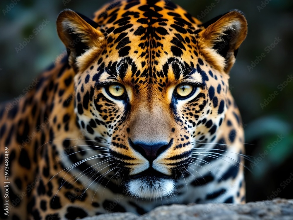 Obraz premium Leopard Close Up Portrait with Intense Gaze