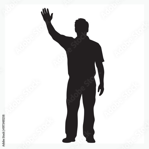 silhouette of a man raising hand