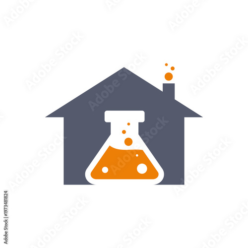 House with Beaker Icon Science.