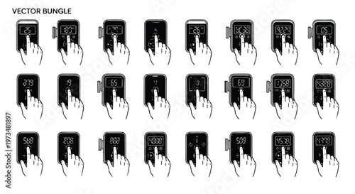 Hands interacting with mobile phones.