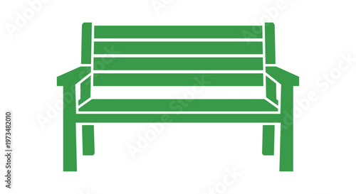 Green wooden park bench furniture.