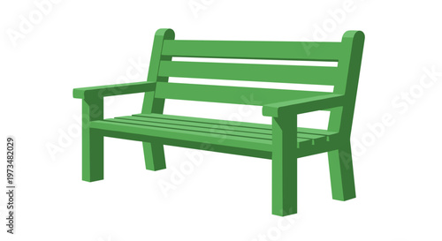 Green wooden park bench seat.