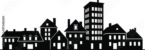 Title black silhouette of a gothic castle with towers and detailed architecture description a striking black silhouette depicts a detailed gothic castle