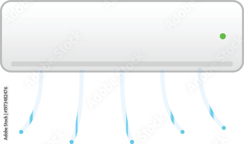 Air Conditioner Unit Mounted On The Wall Blowing Cool Breeze With Visible Airflow Lines Representing Home Climate Control Technology And Efficient Summer Room Temperature Cooling System