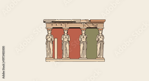 Ancient Greek Erechtheion Porch with Caryatids
