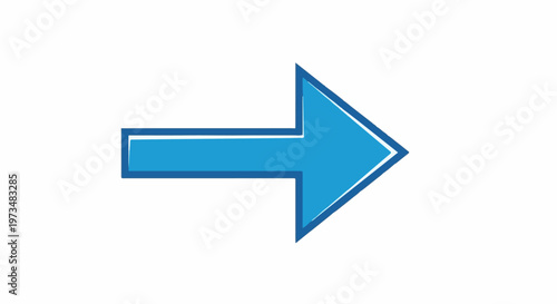 A bold blue arrow with a white outline points right, set against a white background