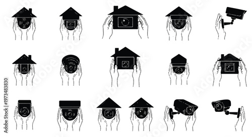 Security cameras in various designs.