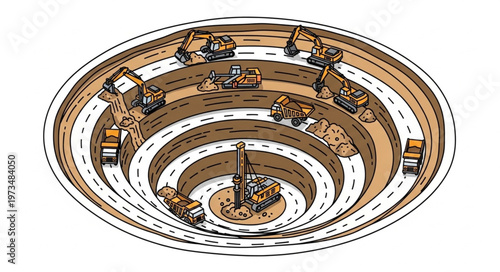 Spiral Circular Parking Garage Interior Ramp Levels.