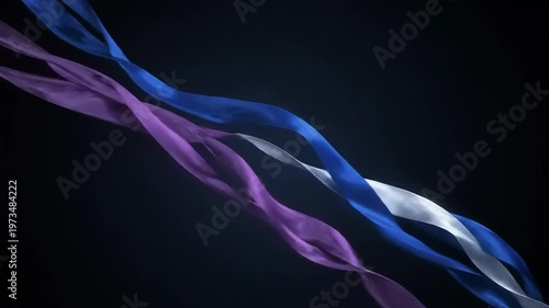 Colorful Ribbon Streamer Twirling Motion Graphics.