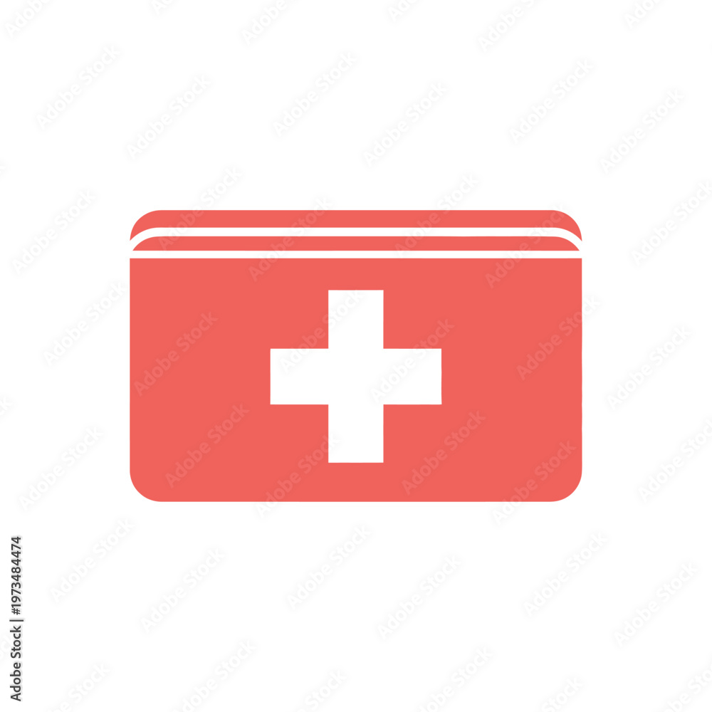 Fototapeta premium An illustration of a first aid kit box with a white cross on red vectorrr 56