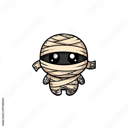 Cute cartoon mummy character illustration.