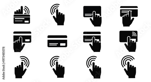 Black icons of contactless payment.